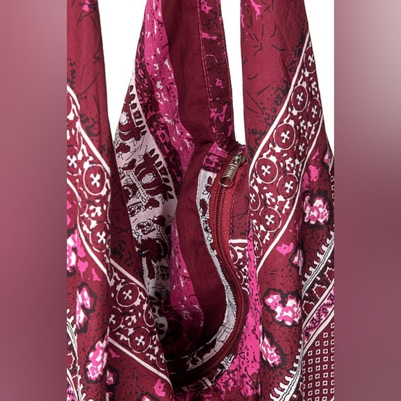 Boho Chic Beach Yoga Hobo Shoulder Bag - 100% Cotton - Bohemian Ethnic Inspired - Picture 6 of 8